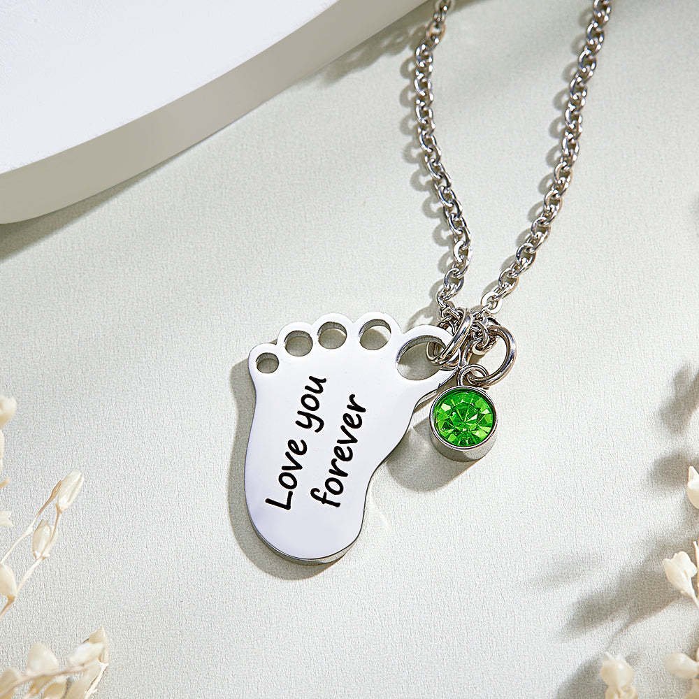 Personalized Baby Footprint Necklace - Custom Newborn Memorial Gift with Birth Date, Weight, Length, Includes Birthstone Charm, Hypoallergenic & Tarnish Resistant&Custom Necklace, Baby Footprint, Newborn Gift, Gift for Mom, Baptism Gift, Baby Shower Gift, Personalized Jewelry, Birthstone Necklace, Hypoallergenic, Tarnish Resistant - 图片 3