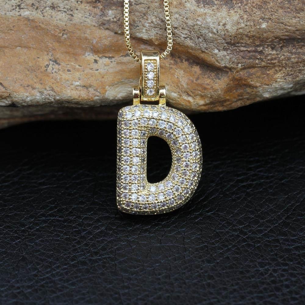 Hip Hop 26 Alphabet Letter Pendant Necklace – Micro-Paved Full Zirconia, Gold/Silver Plated, Custom Initial Jewelry for Women & Men | Streetwear Style, Durable & Adjustable Chain - 图片 4
