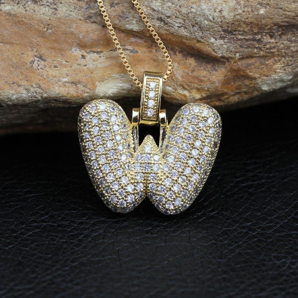 Hip Hop 26 Alphabet Letter Pendant Necklace – Micro-Paved Full Zirconia, Gold/Silver Plated, Custom Initial Jewelry for Women & Men | Streetwear Style, Durable & Adjustable Chain - 图片 3