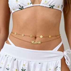 Personalized Gold Layered Belly Chain - Custom Name  - Waist Jewelry Boho Body Chain for Women, Beach Vacation Jewelry, Birthday Gift for Her, Festival Accessory