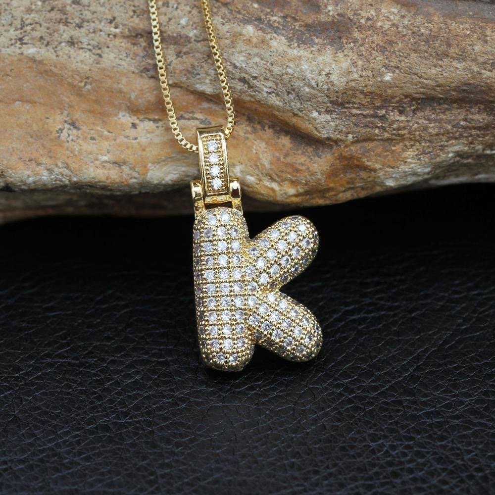 Hip Hop 26 Alphabet Letter Pendant Necklace – Micro-Paved Full Zirconia, Gold/Silver Plated, Custom Initial Jewelry for Women & Men | Streetwear Style, Durable & Adjustable Chain - 图片 24