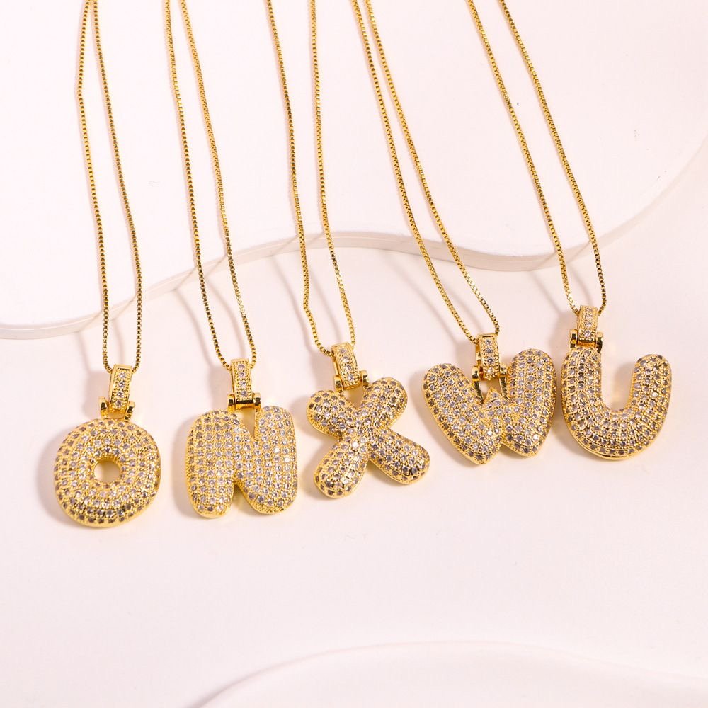 Hip Hop 26 Alphabet Letter Pendant Necklace – Micro-Paved Full Zirconia, Gold/Silver Plated, Custom Initial Jewelry for Women & Men | Streetwear Style, Durable & Adjustable Chain - 图片 11
