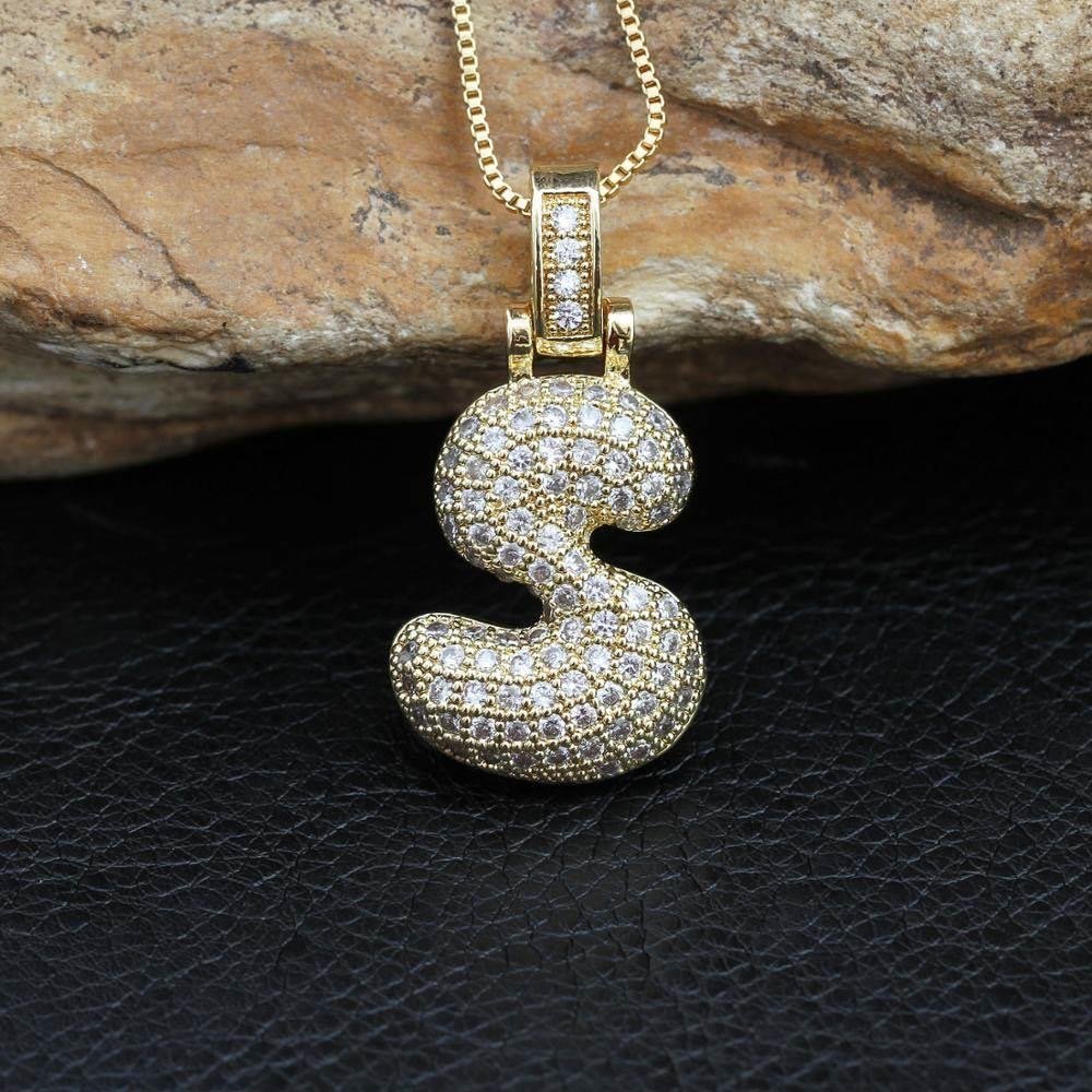 Hip Hop 26 Alphabet Letter Pendant Necklace – Micro-Paved Full Zirconia, Gold/Silver Plated, Custom Initial Jewelry for Women & Men | Streetwear Style, Durable & Adjustable Chain - 图片 22