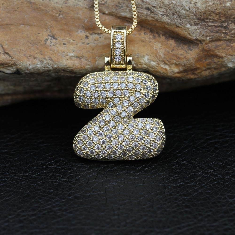 Hip Hop 26 Alphabet Letter Pendant Necklace – Micro-Paved Full Zirconia, Gold/Silver Plated, Custom Initial Jewelry for Women & Men | Streetwear Style, Durable & Adjustable Chain - 图片 15