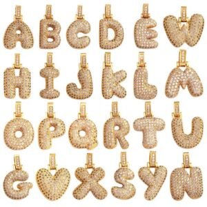 Hip Hop 26 Alphabet Letter Pendant Necklace – Micro-Paved Full Zirconia, Gold/Silver Plated, Custom Initial Jewelry for Women & Men | Streetwear Style, Durable & Adjustable Chain