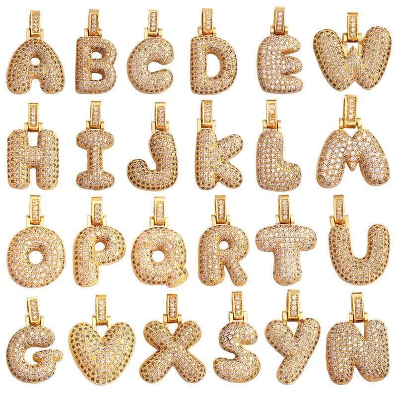 Hip Hop 26 Alphabet Letter Pendant Necklace – Micro-Paved Full Zirconia, Gold/Silver Plated, Custom Initial Jewelry for Women & Men | Streetwear Style, Durable & Adjustable Chain