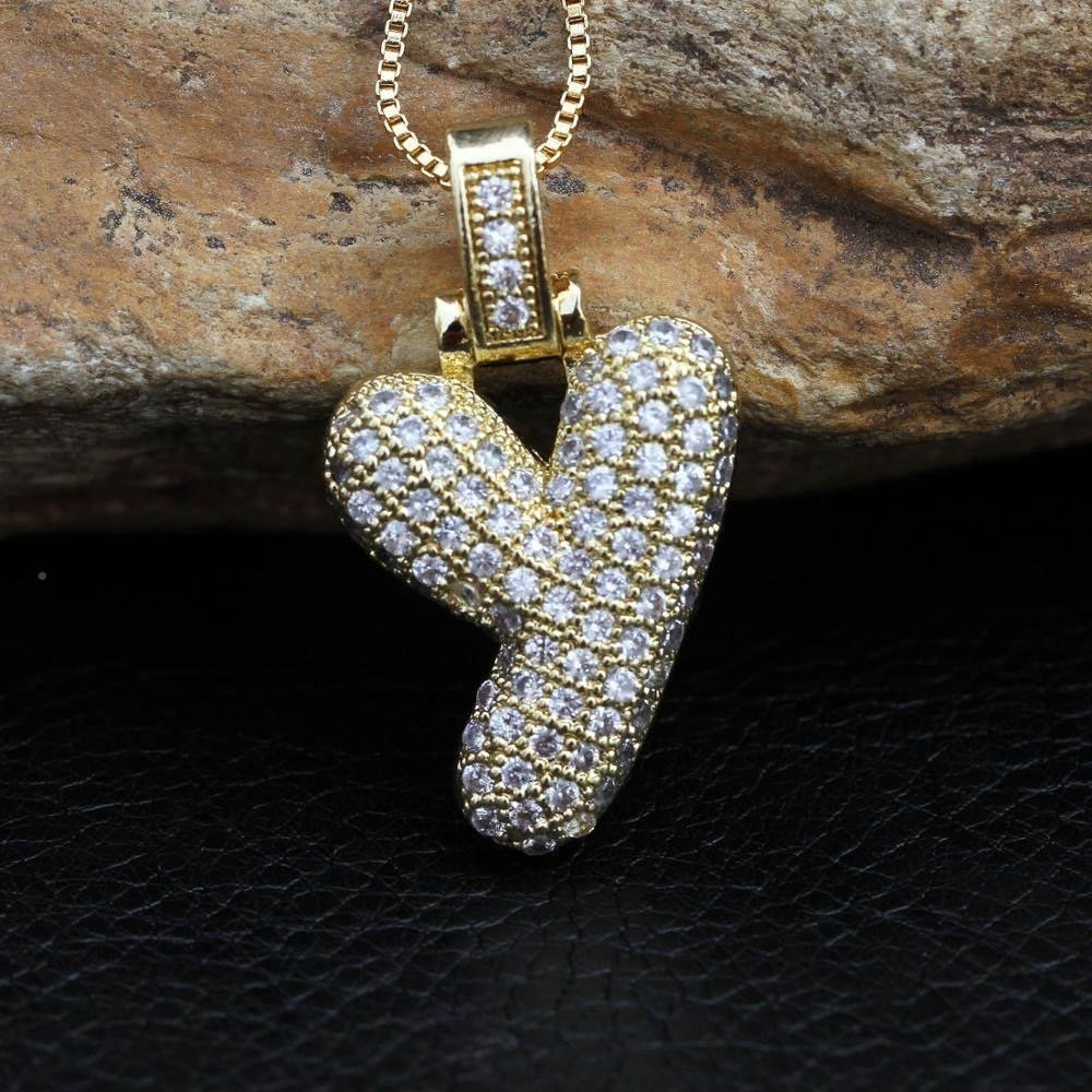 Hip Hop 26 Alphabet Letter Pendant Necklace – Micro-Paved Full Zirconia, Gold/Silver Plated, Custom Initial Jewelry for Women & Men | Streetwear Style, Durable & Adjustable Chain - 图片 12