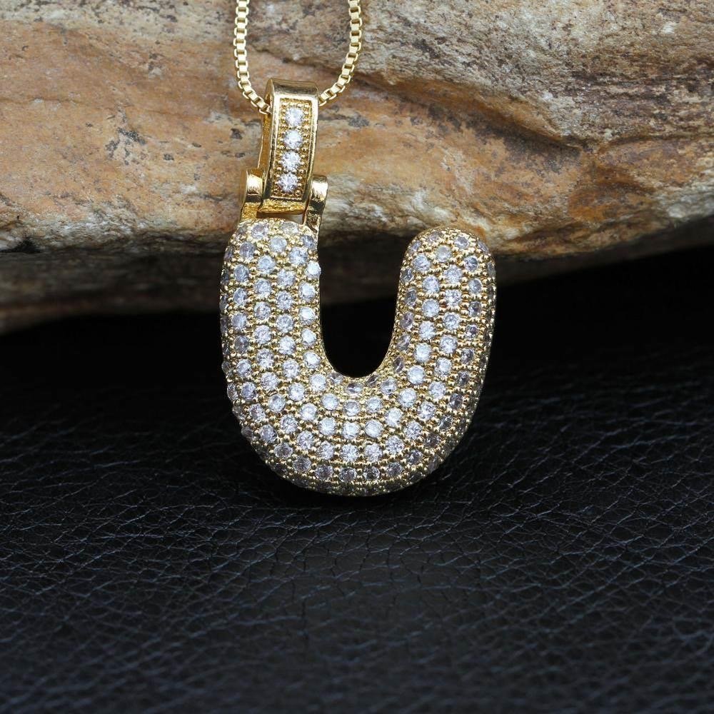 Hip Hop 26 Alphabet Letter Pendant Necklace – Micro-Paved Full Zirconia, Gold/Silver Plated, Custom Initial Jewelry for Women & Men | Streetwear Style, Durable & Adjustable Chain - 图片 18