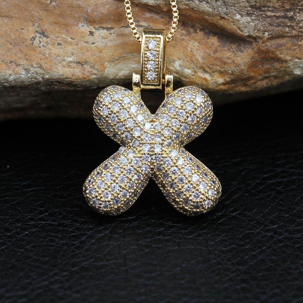 Hip Hop 26 Alphabet Letter Pendant Necklace – Micro-Paved Full Zirconia, Gold/Silver Plated, Custom Initial Jewelry for Women & Men | Streetwear Style, Durable & Adjustable Chain - 图片 2