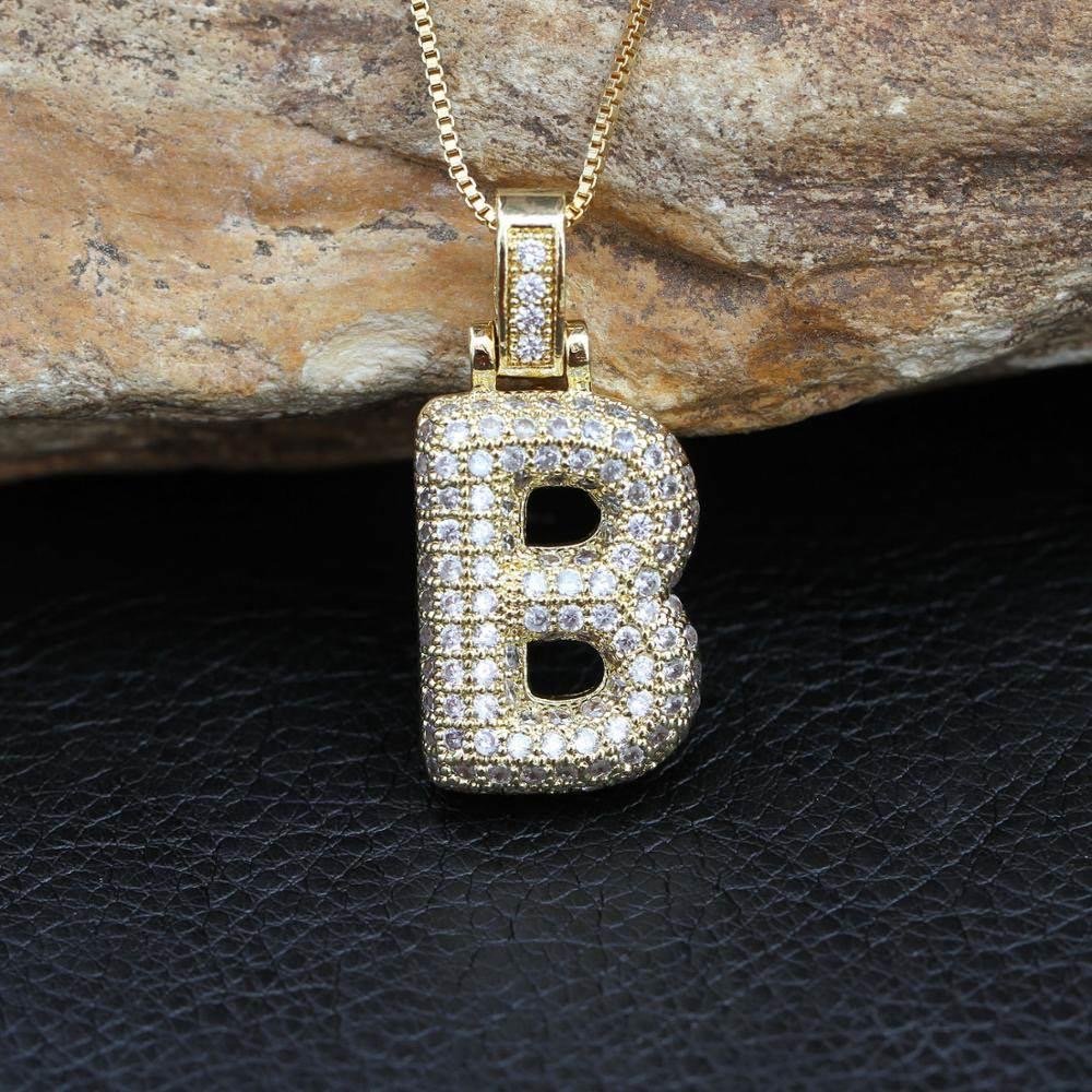 Hip Hop 26 Alphabet Letter Pendant Necklace – Micro-Paved Full Zirconia, Gold/Silver Plated, Custom Initial Jewelry for Women & Men | Streetwear Style, Durable & Adjustable Chain - 图片 30